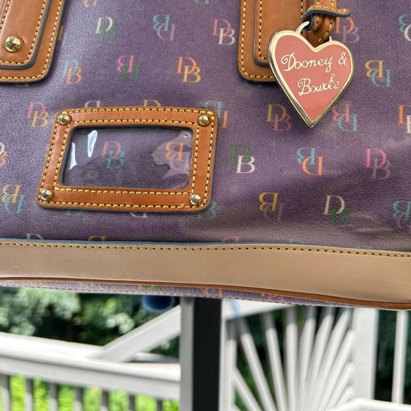 Dooney & Bourke Purple Logo Shoulder Bag with Leather Accents and Pink Heart - Picture 7 of 16